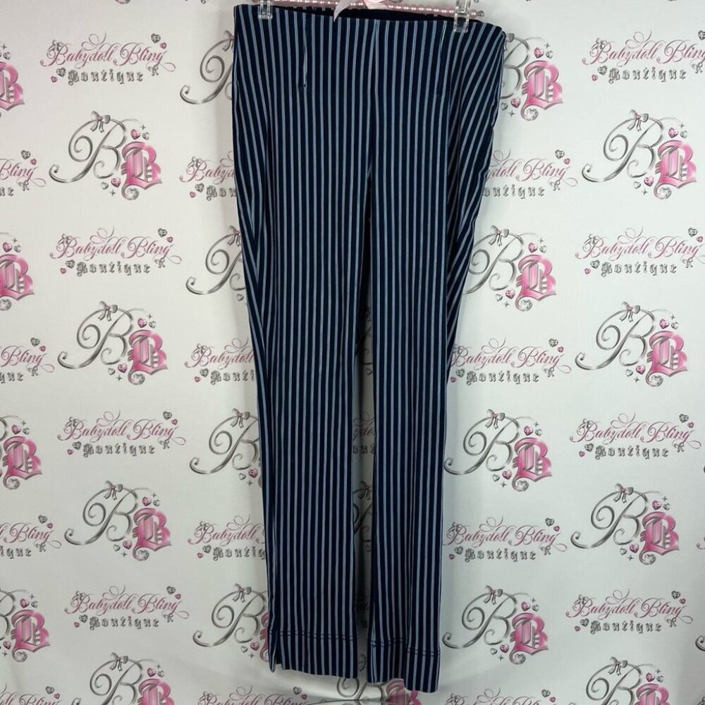 Nygard pants blue navy light blue Luxe slime ankle pant Blue Striped Dress Pants